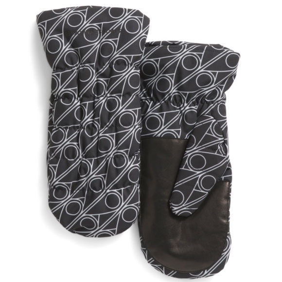 Moose Knuckles Accessories - Moose Knuckles Sidney Mittens Monogram Print Black White